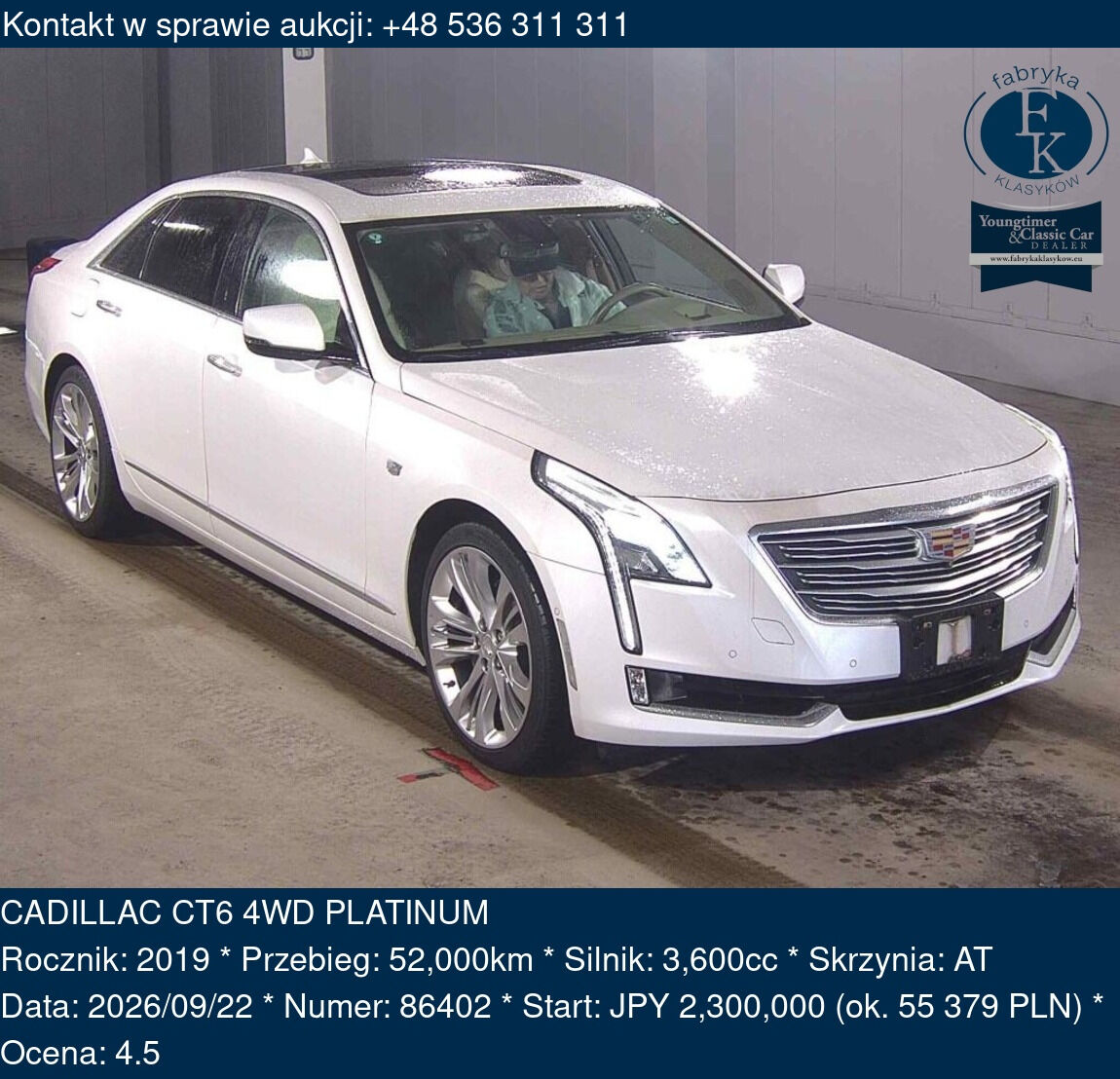 CADILLAC CT6 4WD PLATINUM 2019 - zdjęcie 2