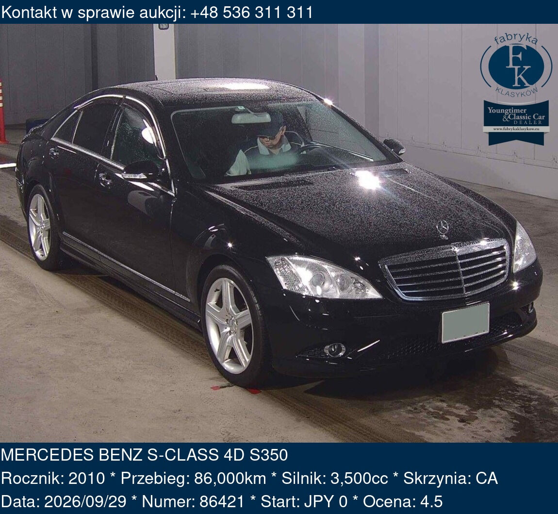 MERCEDES BENZ S-CLASS 4D S350 2010 - zdjęcie 2