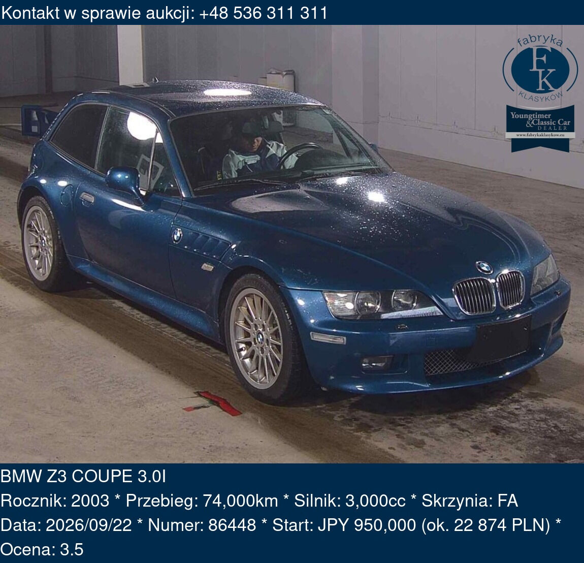 BMW Z3 COUPE 3.0I 2003 - zdjęcie 2
