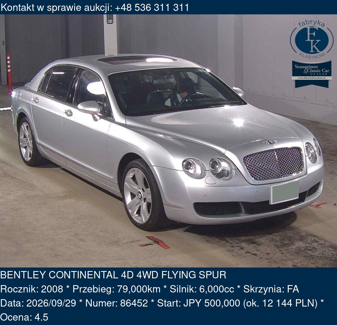 BENTLEY CONTINENTAL 4D 4WD FLYING SPUR 2008 - zdjęcie 2