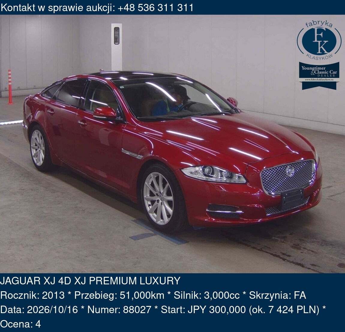 JAGUAR XJ 4D XJ PREMIUM LUXURY 2013 - zdjęcie 2