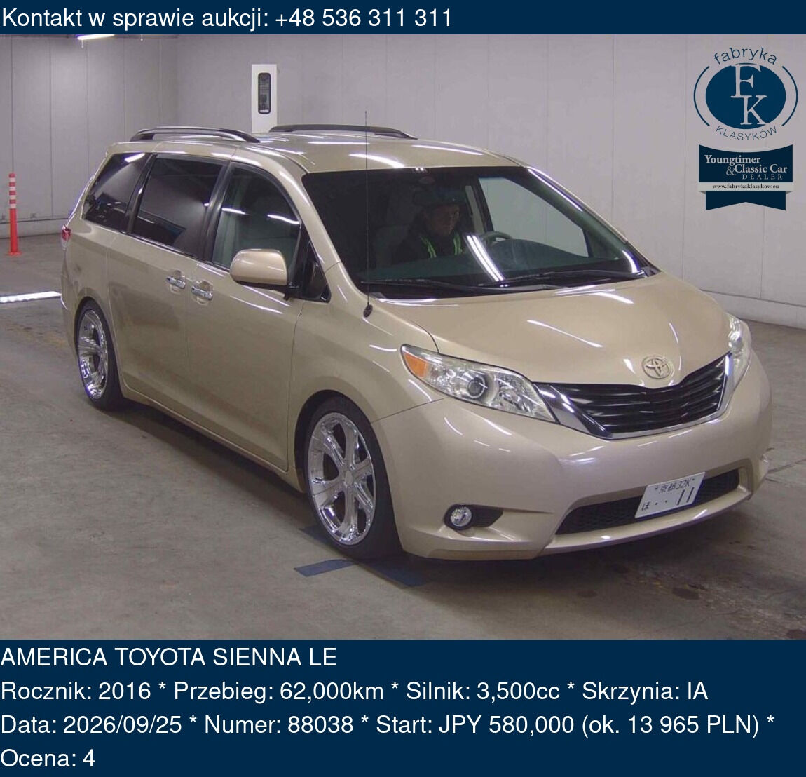 AMERICA TOYOTA SIENNA LE 2016 - zdjęcie 2