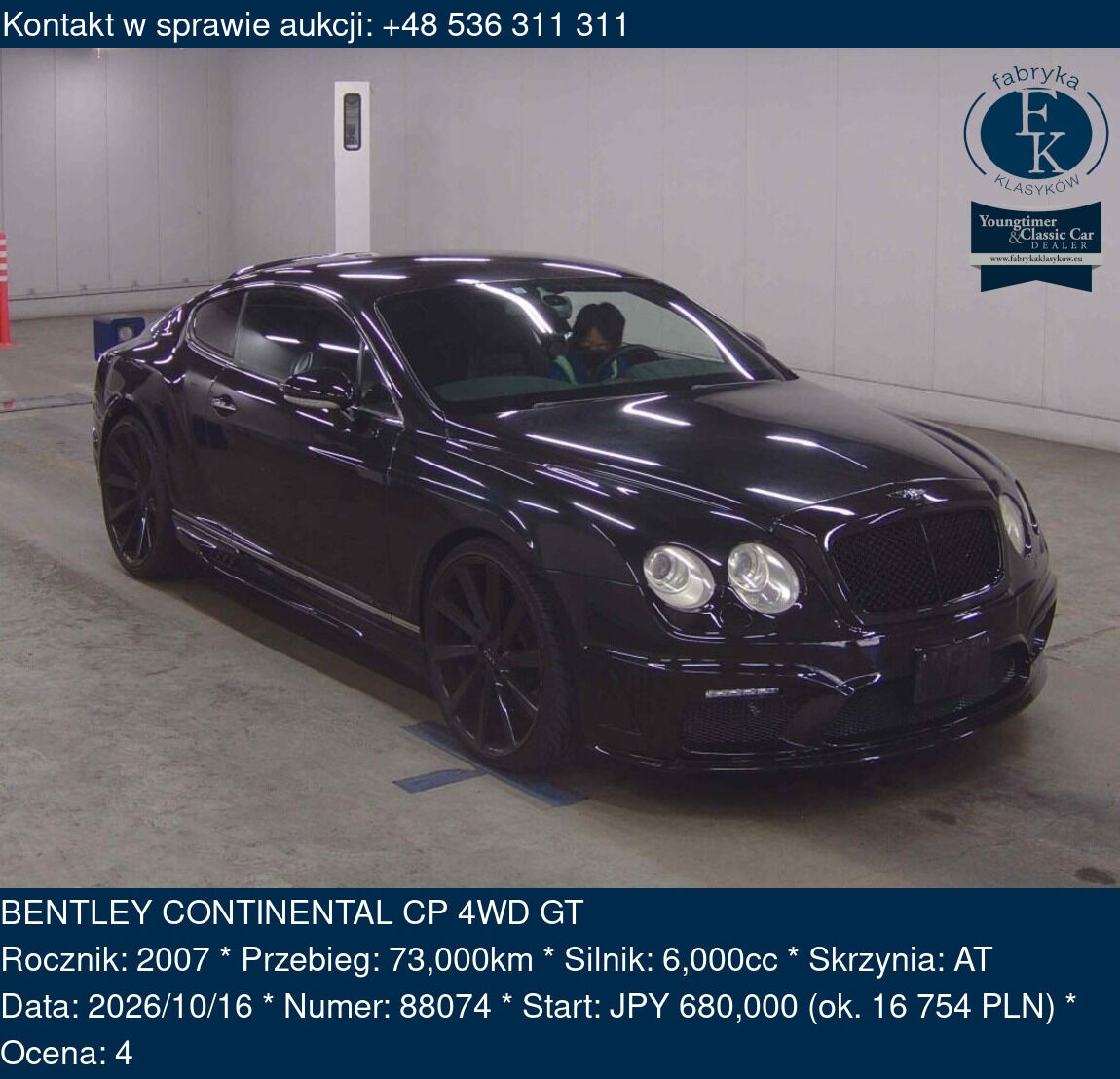 BENTLEY CONTINENTAL CP 4WD GT 2007 - zdjęcie 2