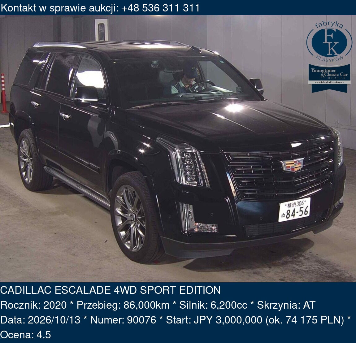 CADILLAC ESCALADE 4WD SPORT EDITION 2020 - zdjęcie 2