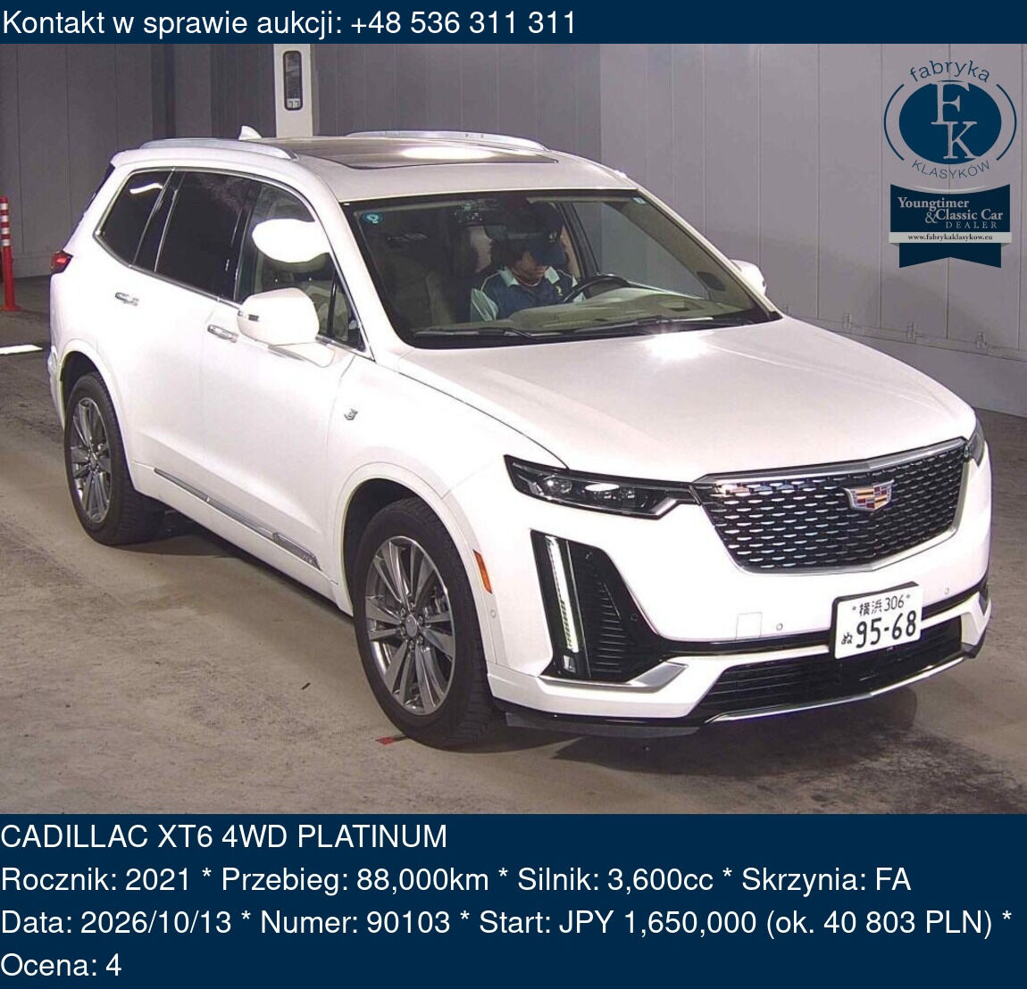 CADILLAC XT6 4WD PLATINUM 2021 - zdjęcie 2