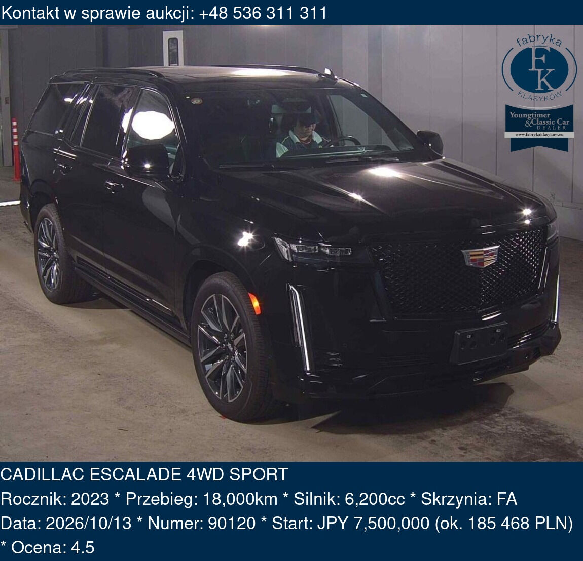 CADILLAC ESCALADE 4WD SPORT 2023 - zdjęcie 2