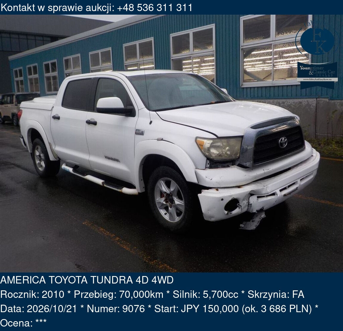 AMERICA TOYOTA TUNDRA 4D 4WD 2010 - zdjęcie 2
