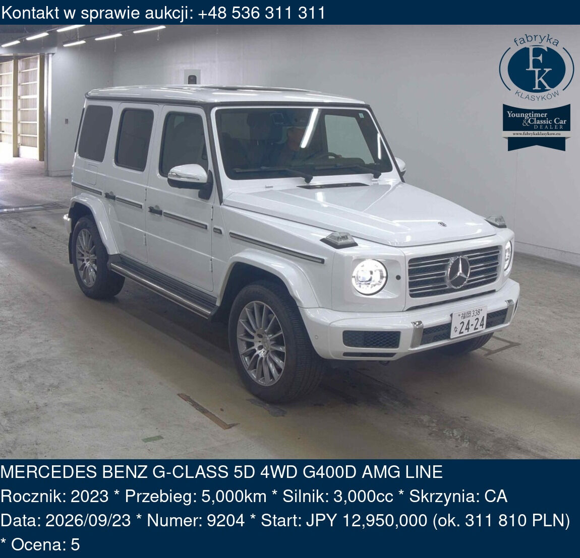 MERCEDES BENZ G-CLASS 5D 4WD G400D AMG LINE 2023 - zdjęcie 2