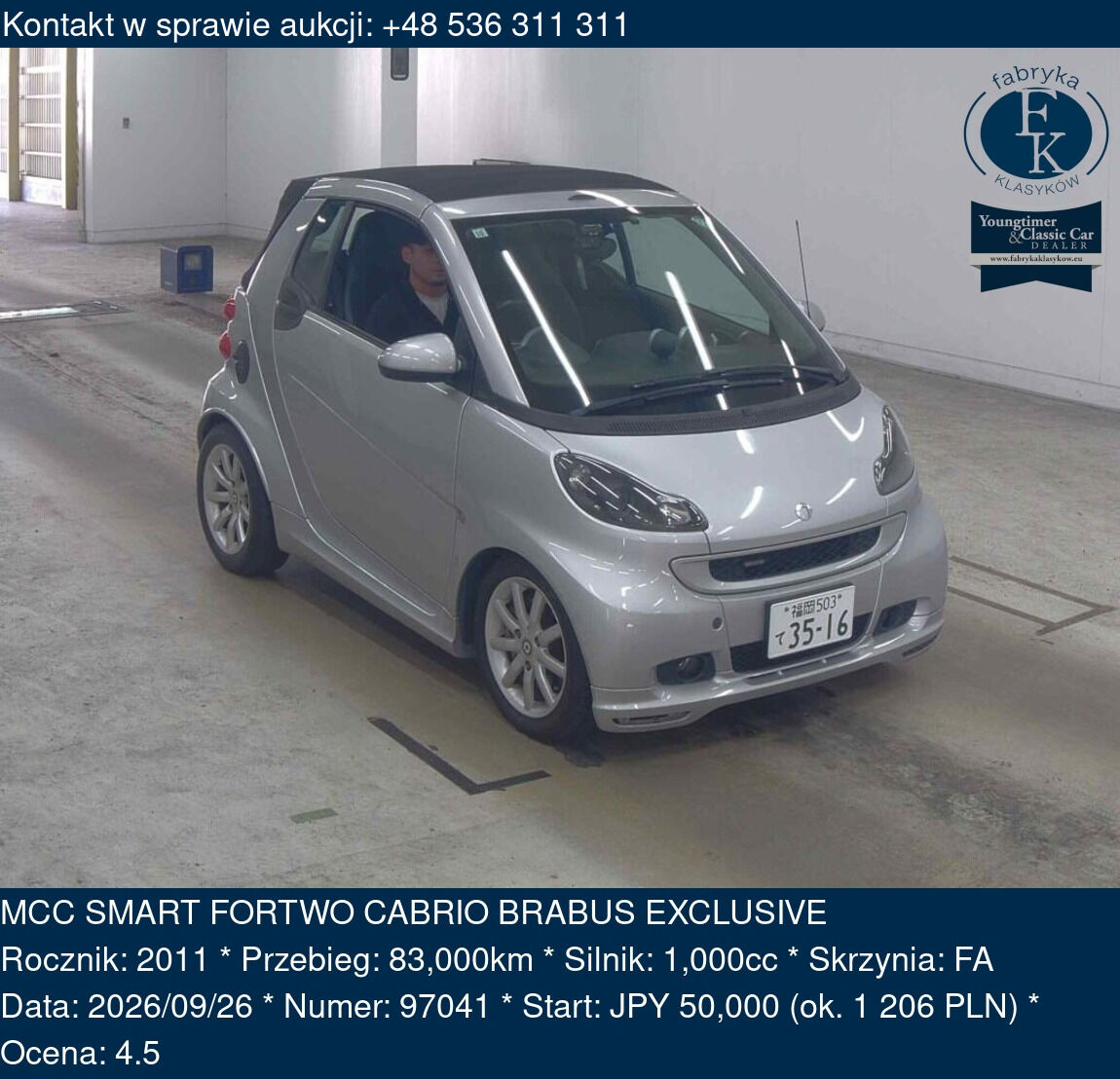 MCC SMART FORTWO CABRIO BRABUS EXCLUSIVE 2011 - zdjęcie 2