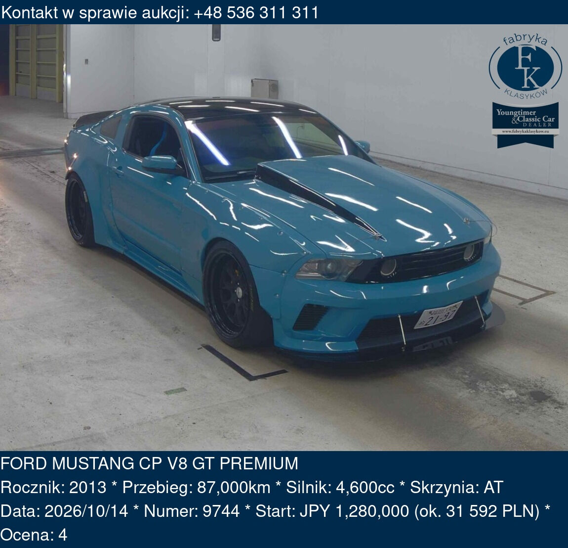 FORD MUSTANG CP V8 GT PREMIUM 2013 - zdjęcie 2