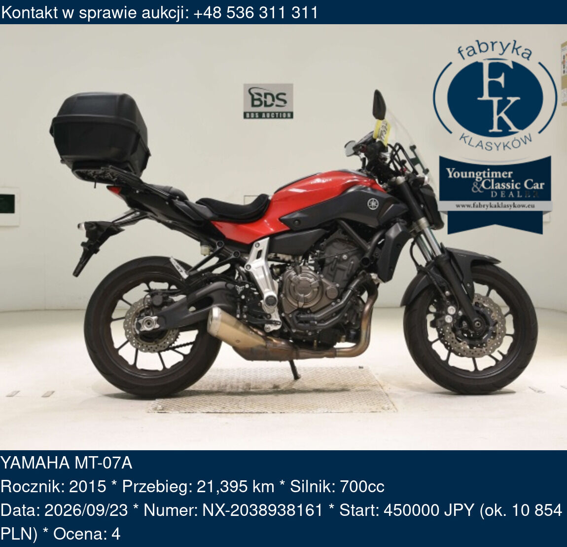 YAMAHA MT-07A 2015 - zdjęcie 2