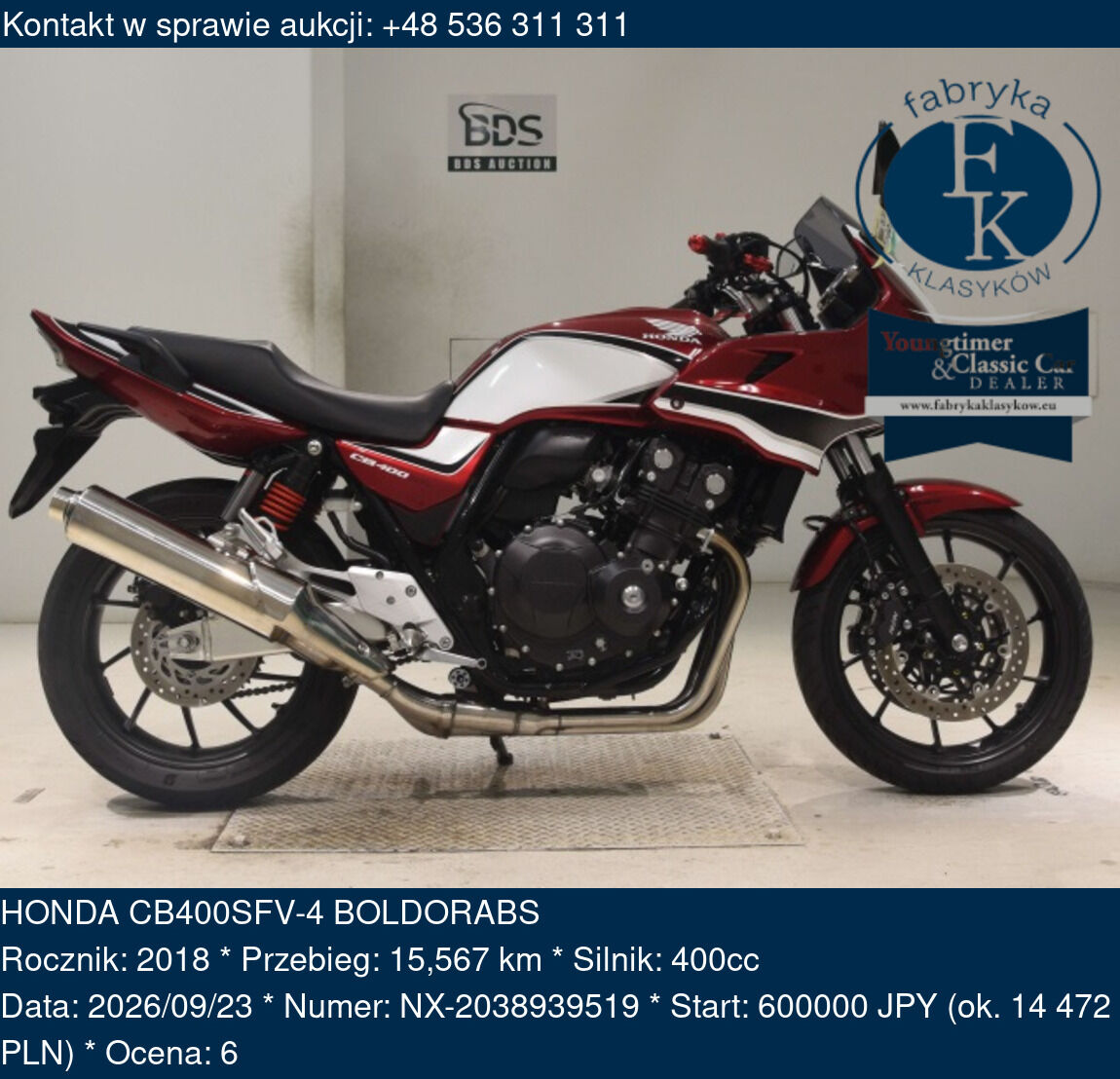 HONDA CB400SFV-4 BOLDORABS 2018 - zdjęcie 2