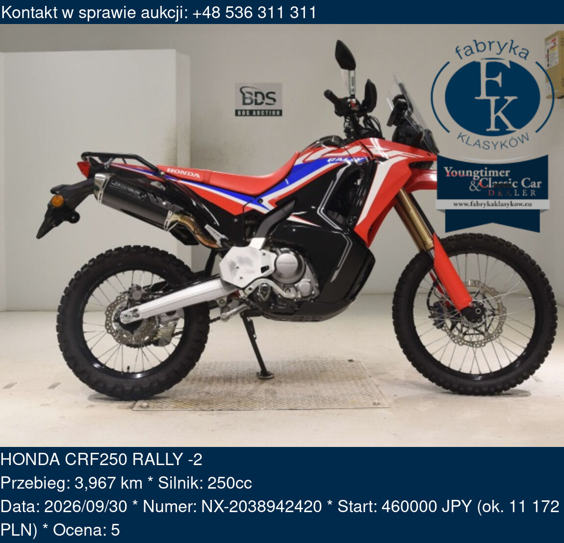 HONDA CRF250 RALLY -2  - zdjęcie 2