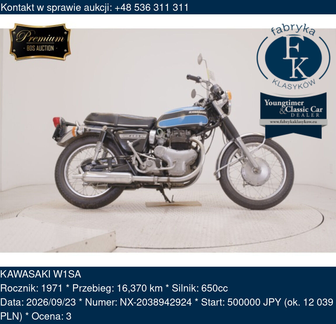 KAWASAKI W1SA 1971 - zdjęcie 2