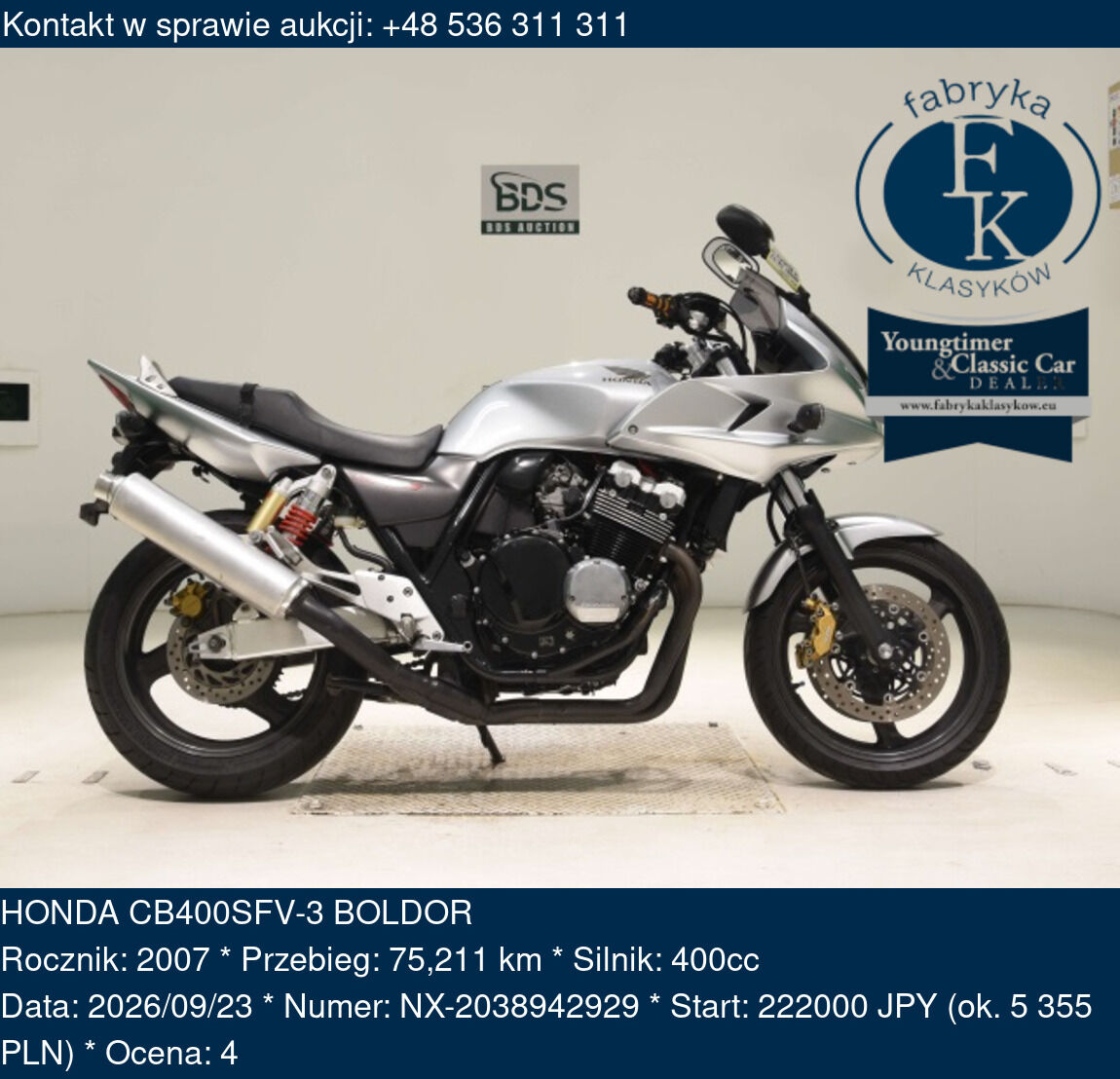 HONDA CB400SFV-3 BOLDOR 2007 - zdjęcie 2
