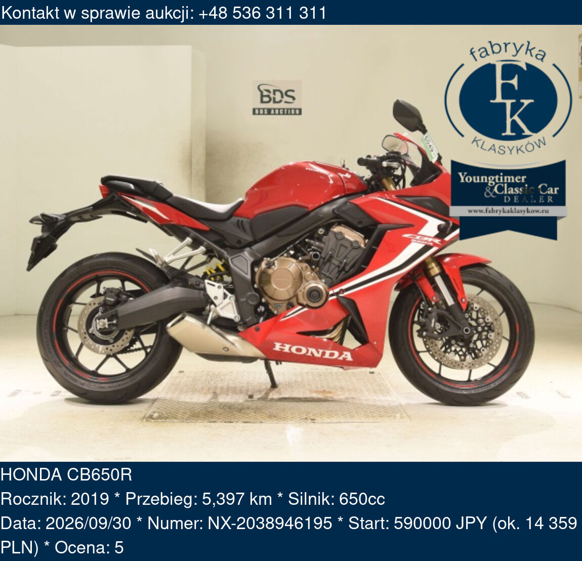 HONDA CB650R 2019 - zdjęcie 2