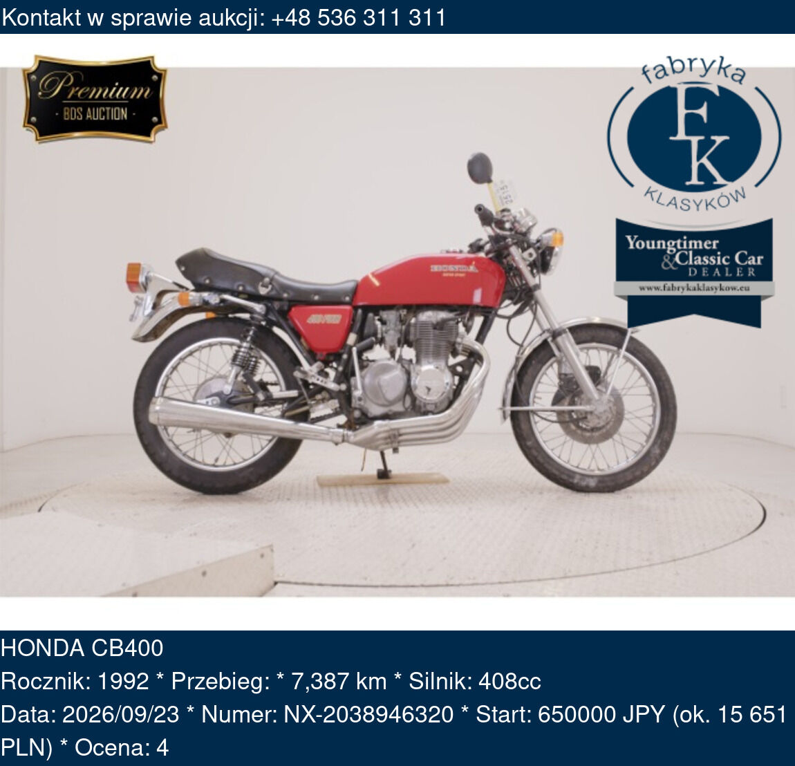 HONDA CB400 1992 - zdjęcie 2