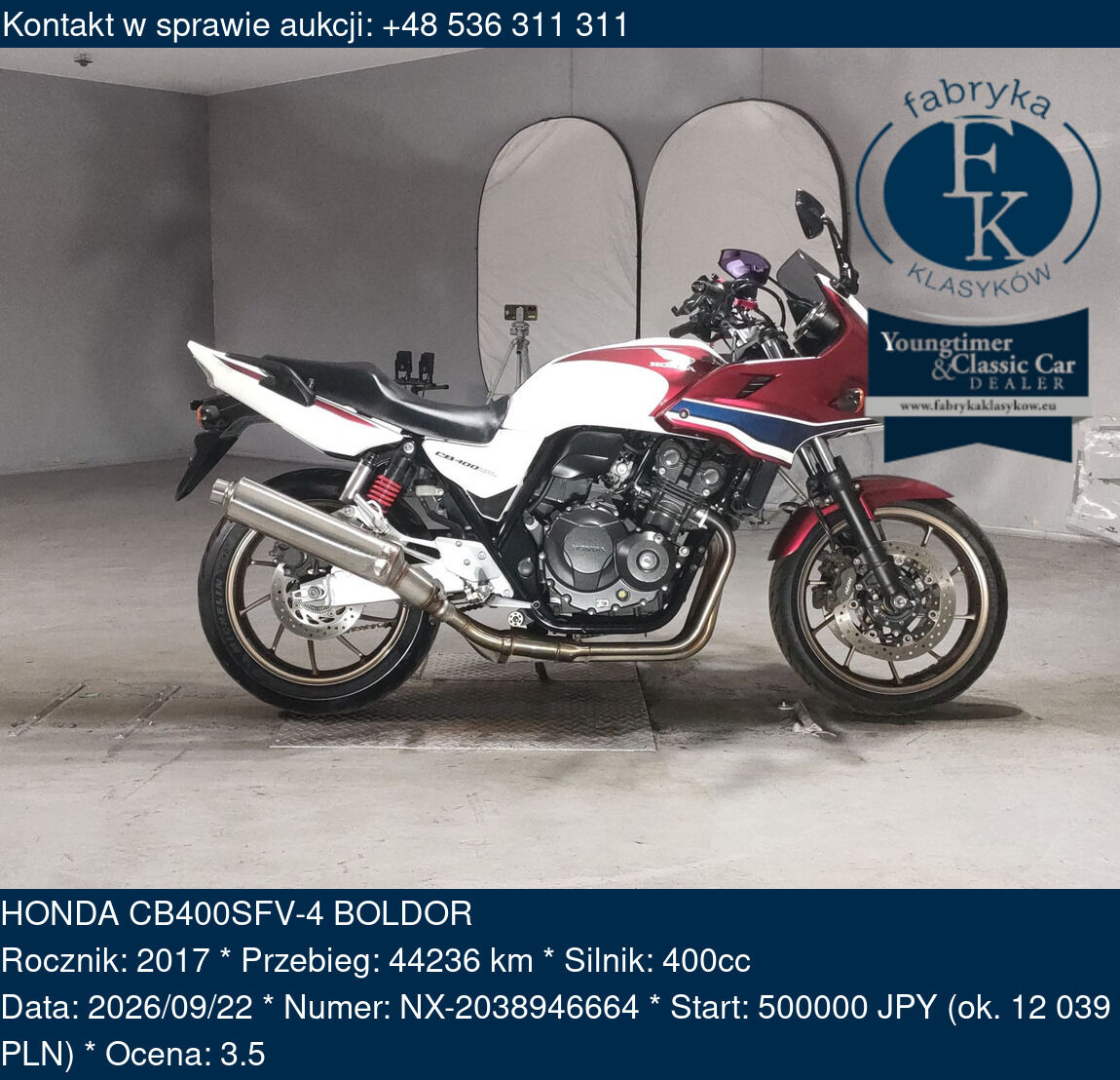 HONDA CB400SFV-4 BOLDOR 2017 - zdjęcie 2