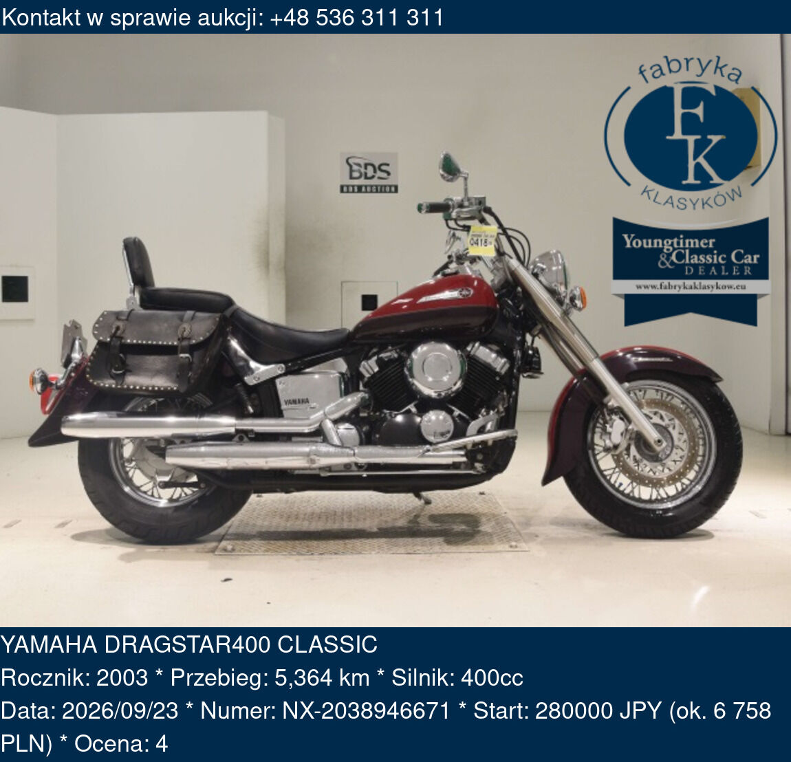 YAMAHA DRAGSTAR400 CLASSIC 2003 - zdjęcie 2