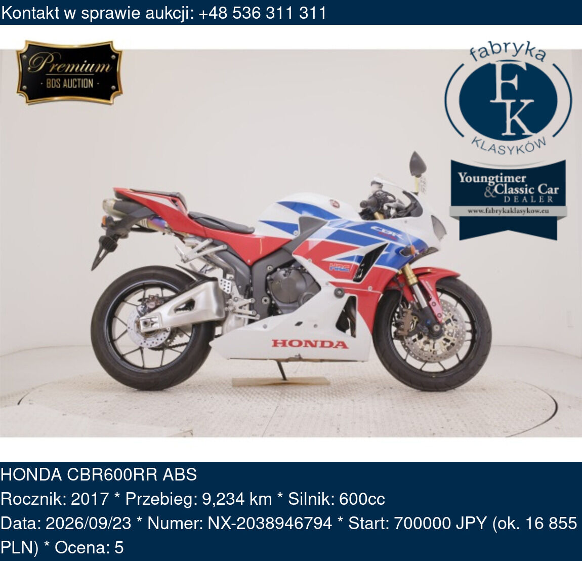 HONDA CBR600RR ABS 2017 - zdjęcie 2