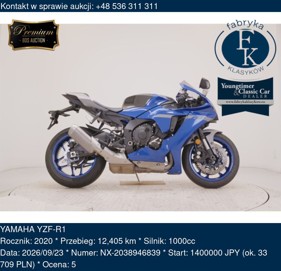 YAMAHA YZF-R1 2020 - zdjęcie 2