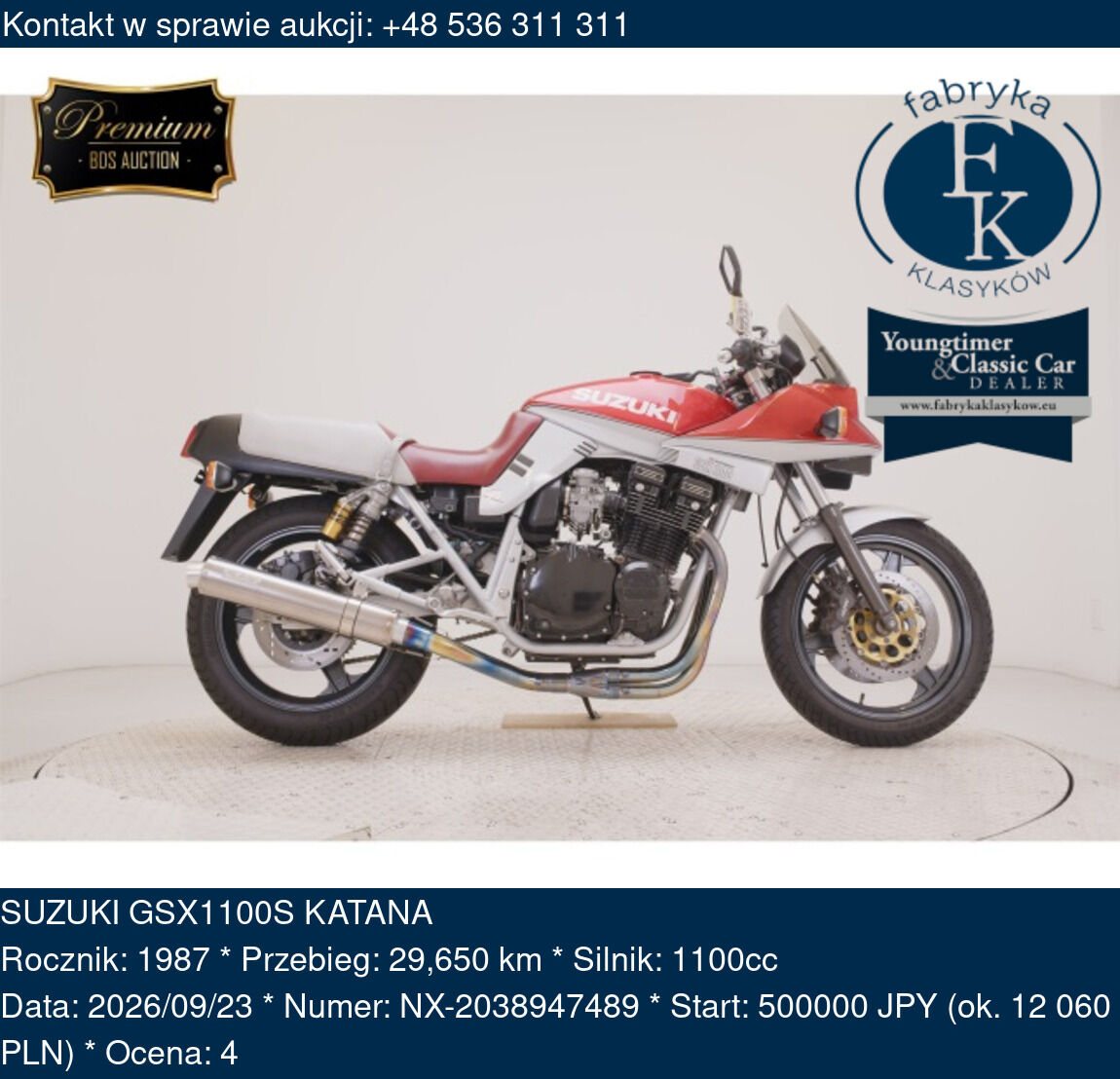 SUZUKI GSX1100S KATANA 1987 - zdjęcie 2