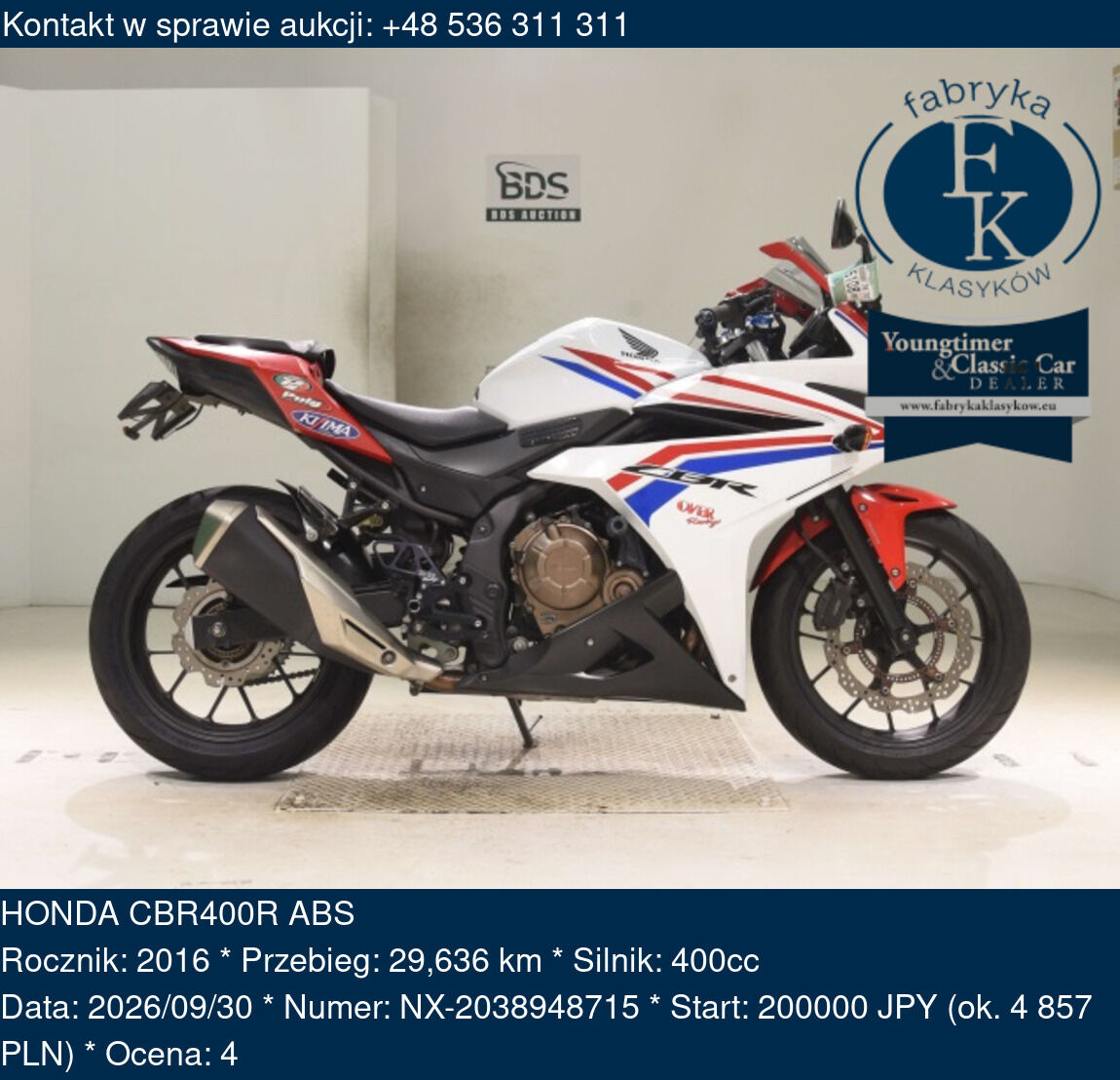 HONDA CBR400R ABS 2016 - zdjęcie 2