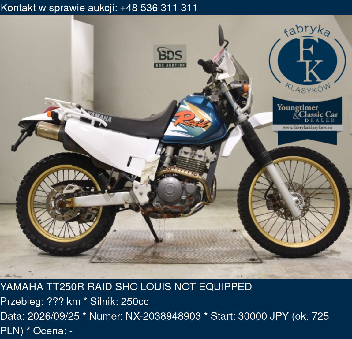 YAMAHA TT250R RAID SHO LOUIS NOT EQUIPPED  - zdjęcie 2