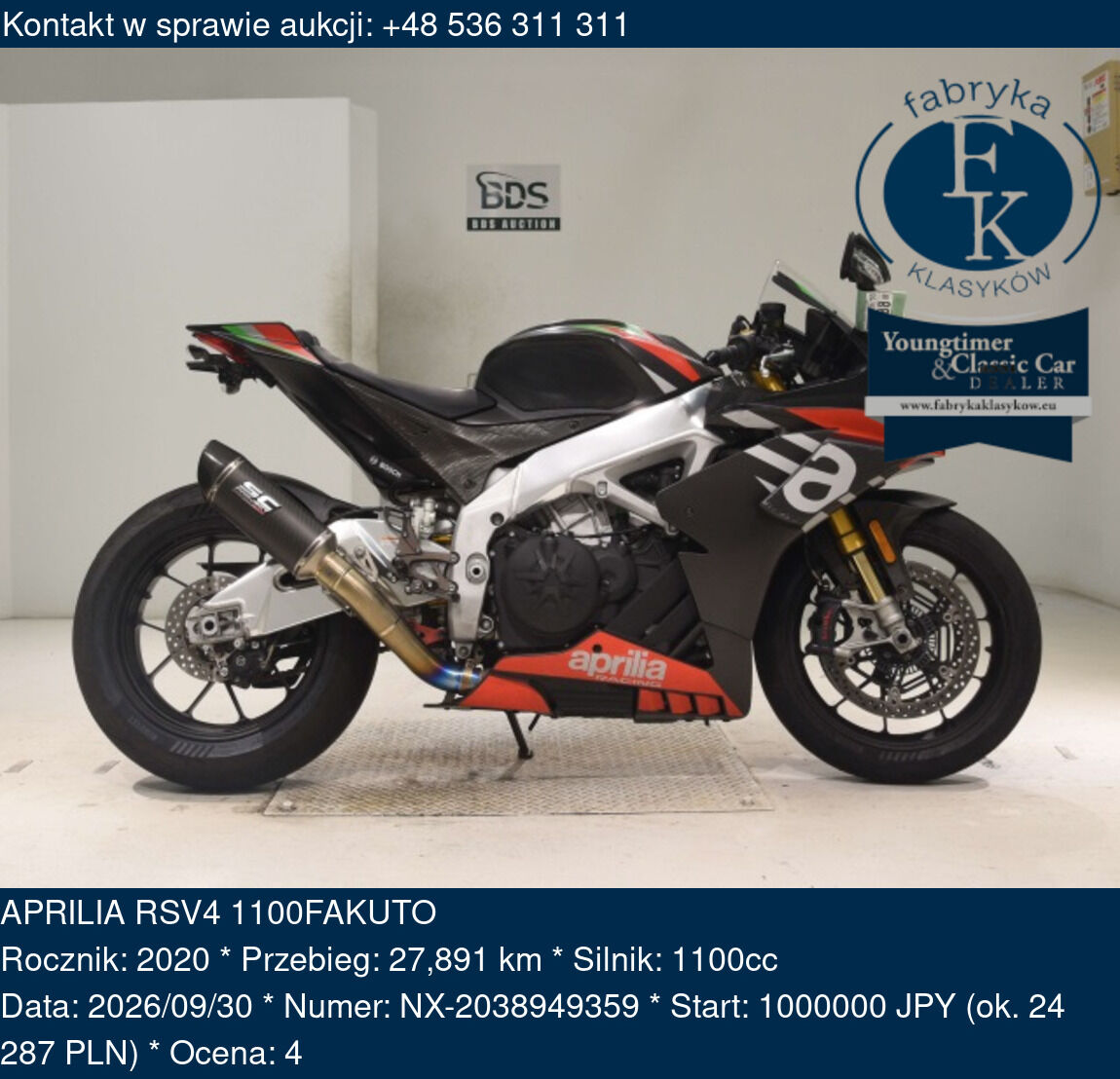 APRILIA RSV4 1100FAKUTO 2020 - zdjęcie 2