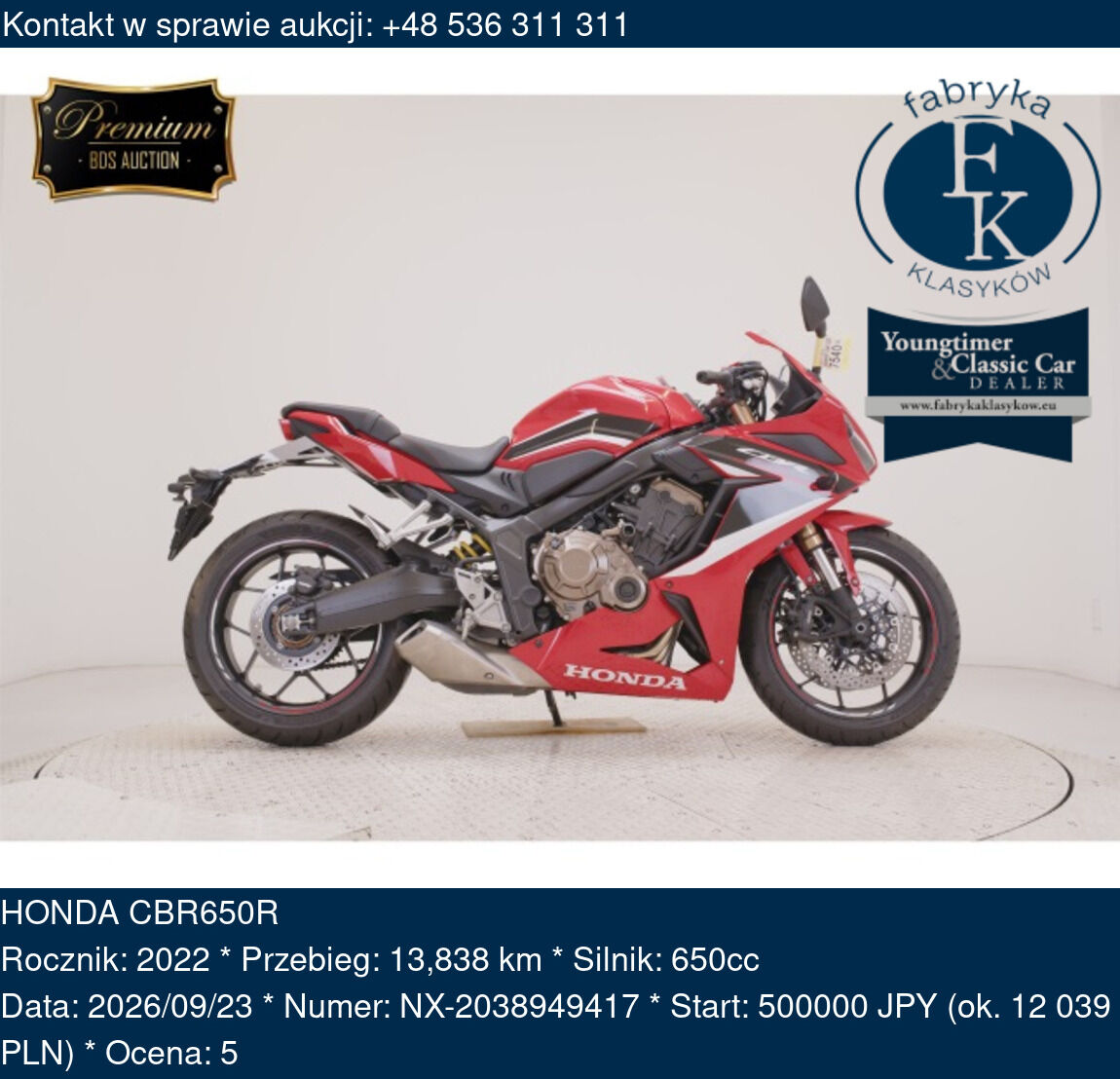 HONDA CBR650R 2022 - zdjęcie 2