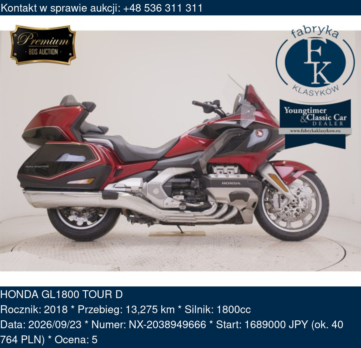 HONDA GL1800 TOUR D 2018 - zdjęcie 2