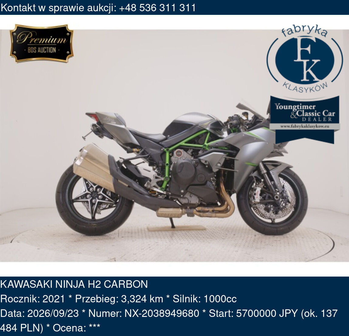 KAWASAKI NINJA H2 CARBON 2021 - zdjęcie 2