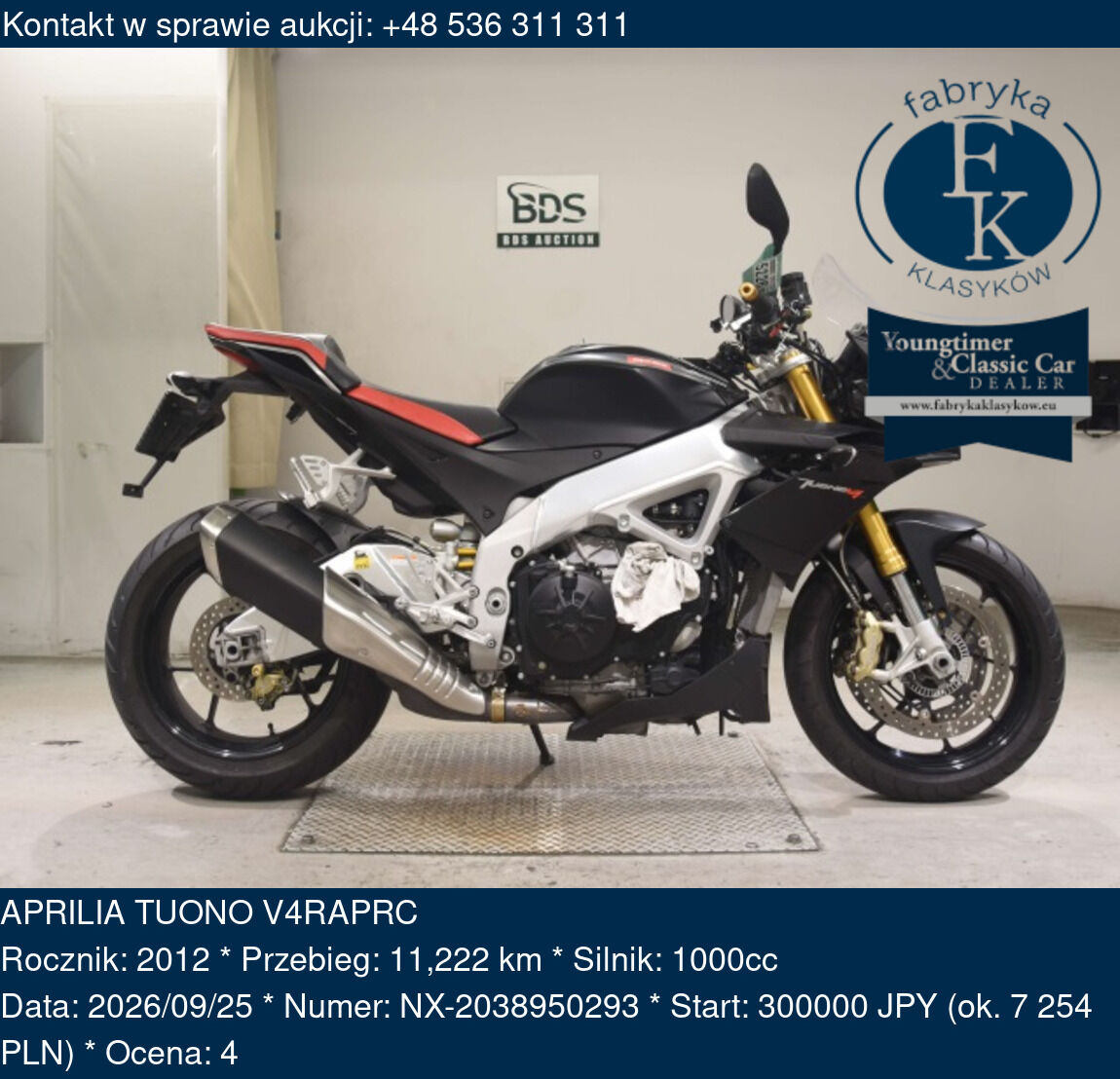 APRILIA TUONO V4RAPRC 2012 - zdjęcie 2