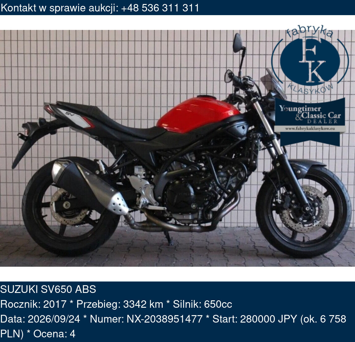 SUZUKI SV650 ABS 2017 - zdjęcie 2