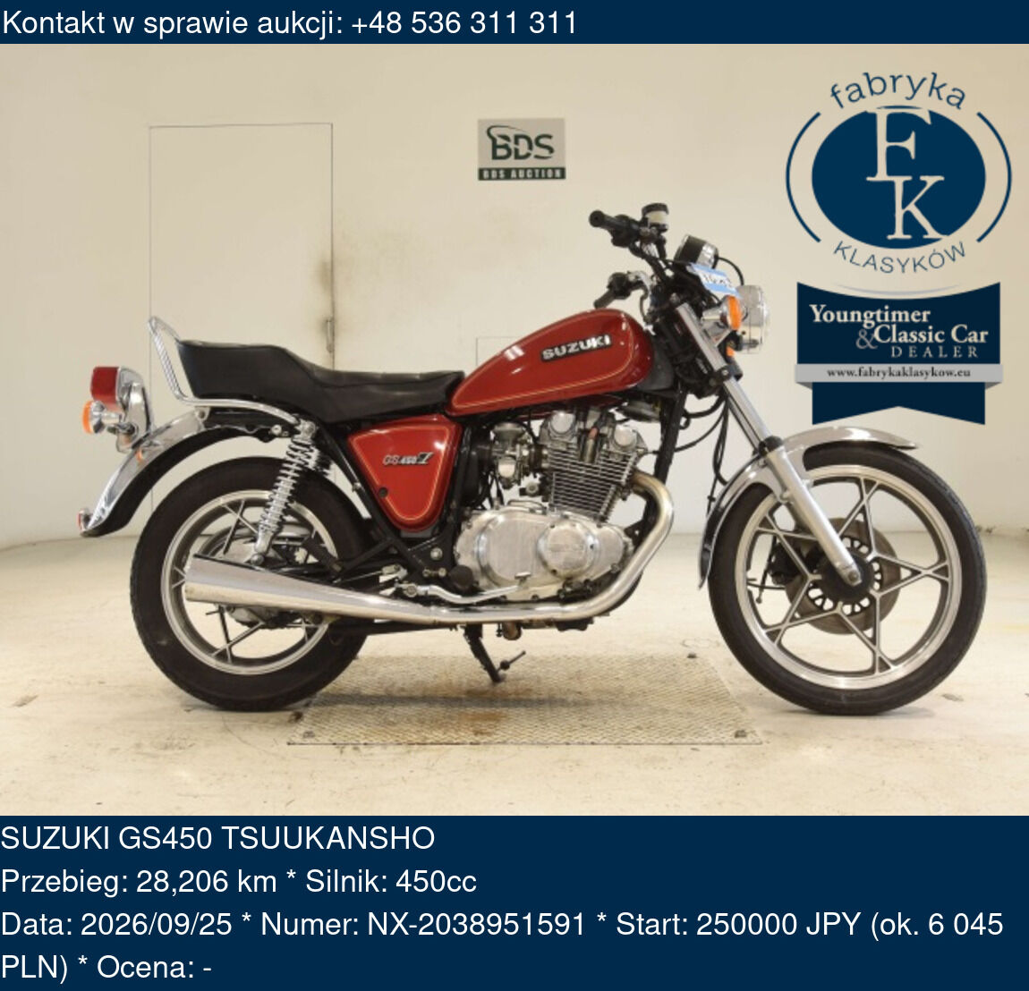 SUZUKI GS450 TSUUKANSHO  - zdjęcie 2