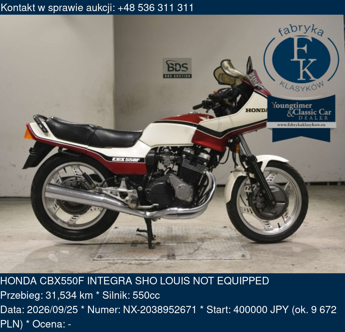 HONDA CBX550F INTEGRA SHO LOUIS NOT EQUIPPED  - zdjęcie 2