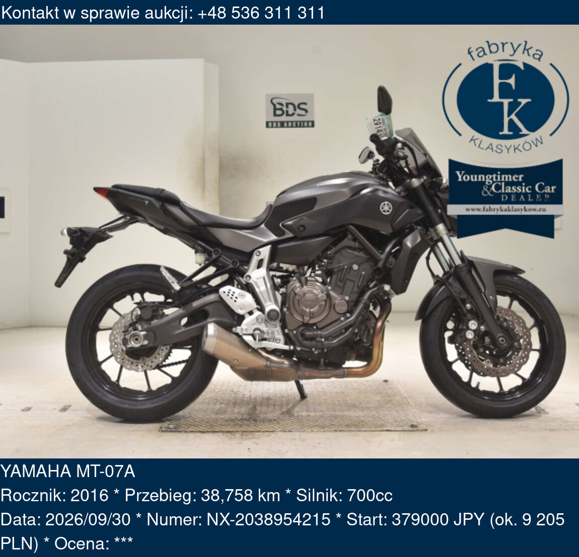 YAMAHA MT-07A 2016 - zdjęcie 2