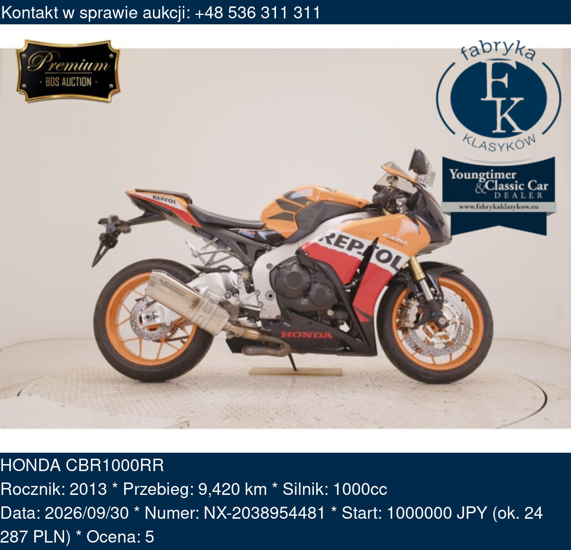 HONDA CBR1000RR 2013 - zdjęcie 2