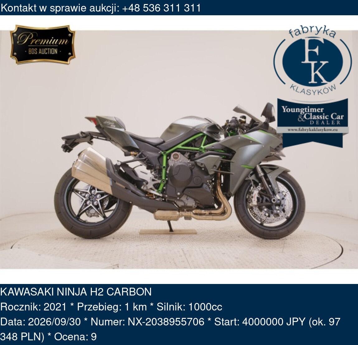 KAWASAKI NINJA H2 CARBON 2021 - zdjęcie 2