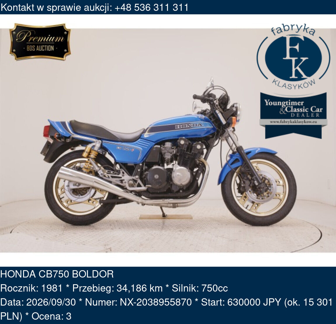 HONDA CB750 BOLDOR 1981 - zdjęcie 2