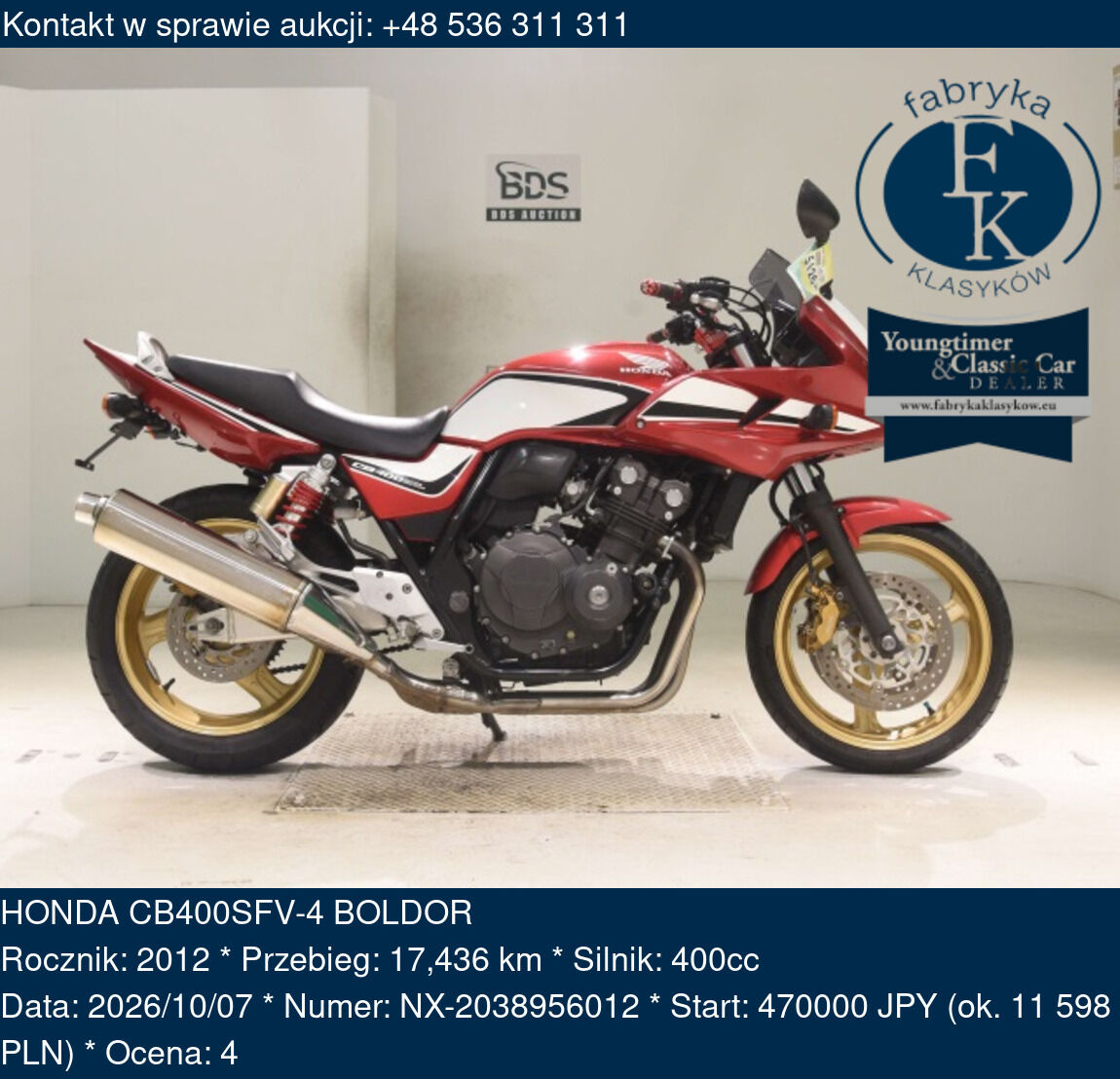HONDA CB400SFV-4 BOLDOR 2012 - zdjęcie 2