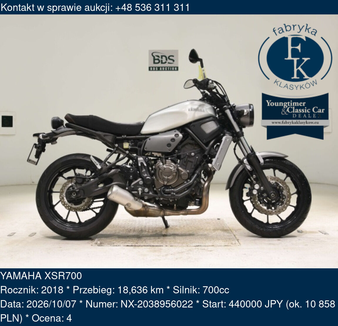 YAMAHA XSR700 2018 - zdjęcie 2