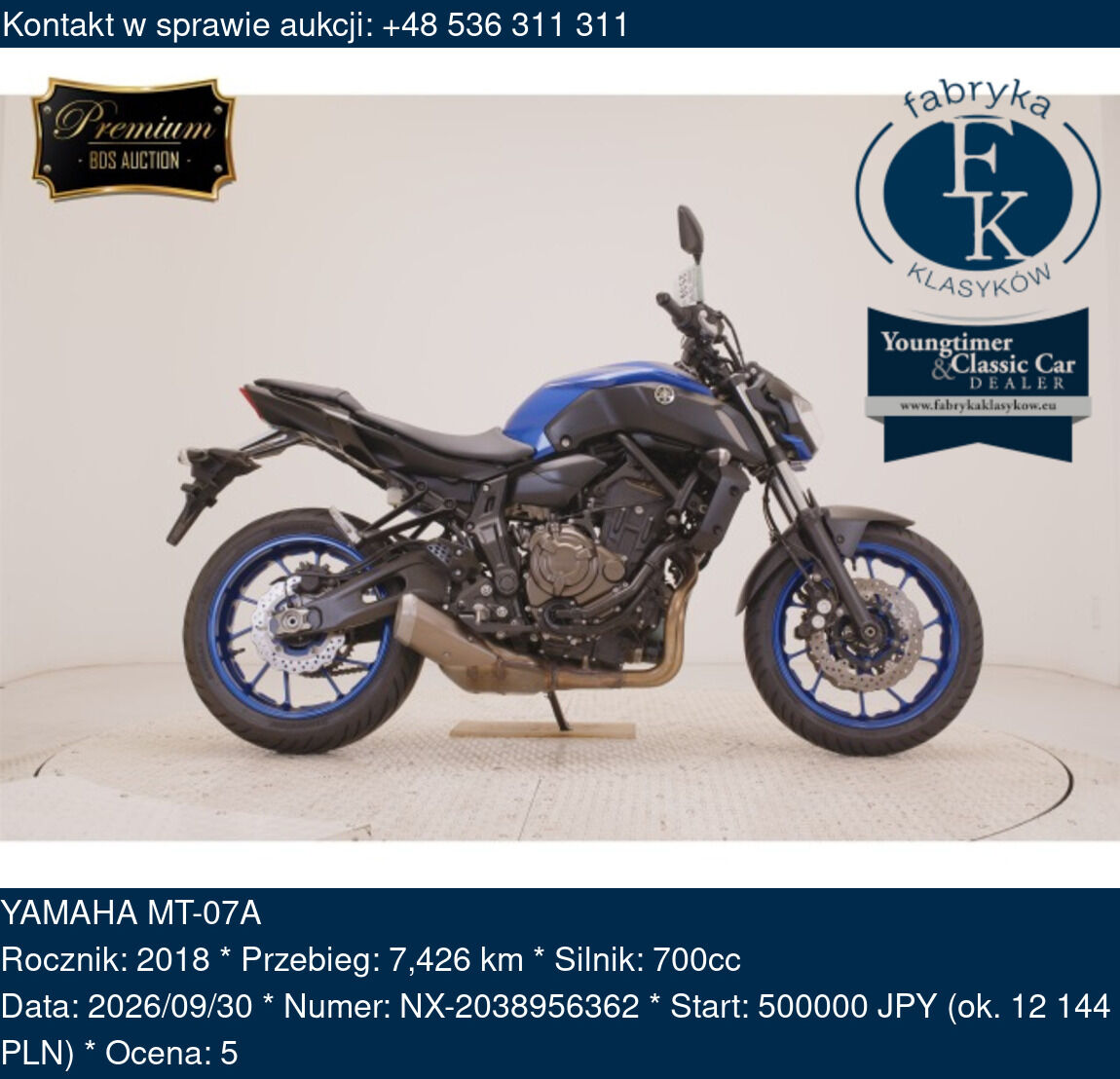 YAMAHA MT-07A 2018 - zdjęcie 2