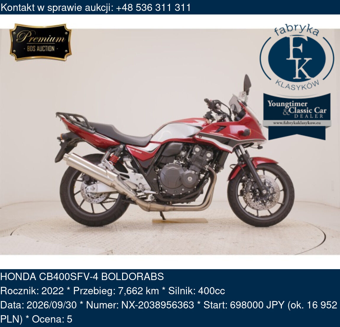 HONDA CB400SFV-4 BOLDORABS 2022 - zdjęcie 2