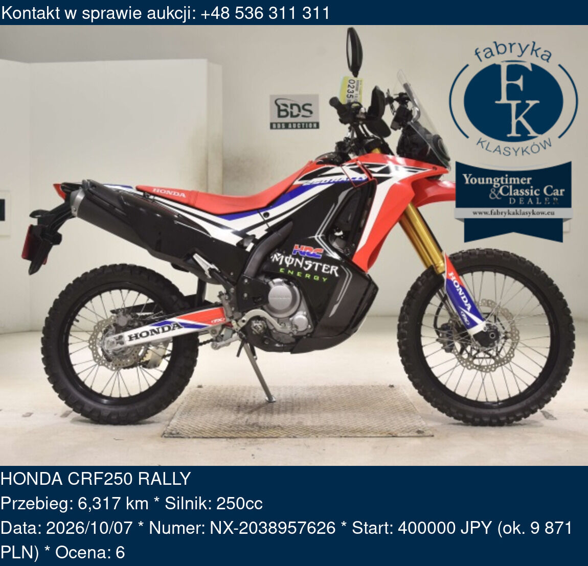 HONDA CRF250 RALLY - zdjęcie 2