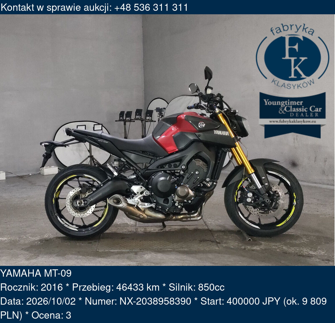 YAMAHA MT-09 2016 - zdjęcie 2