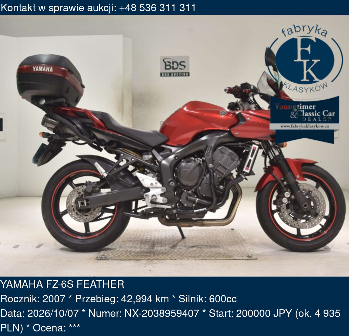 YAMAHA FZ-6S FEATHER 2007 - zdjęcie 2