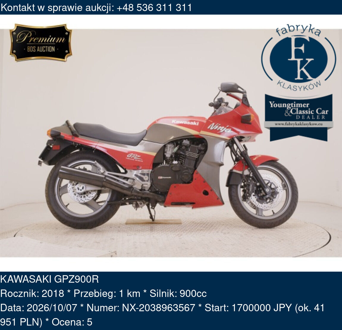 KAWASAKI GPZ900R 2018 - zdjęcie 2