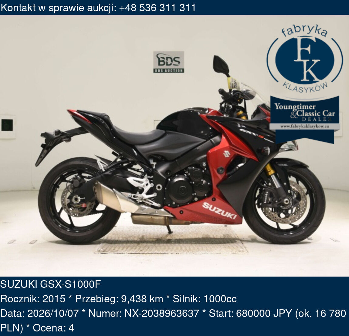 SUZUKI GSX-S1000F 2015 - zdjęcie 2
