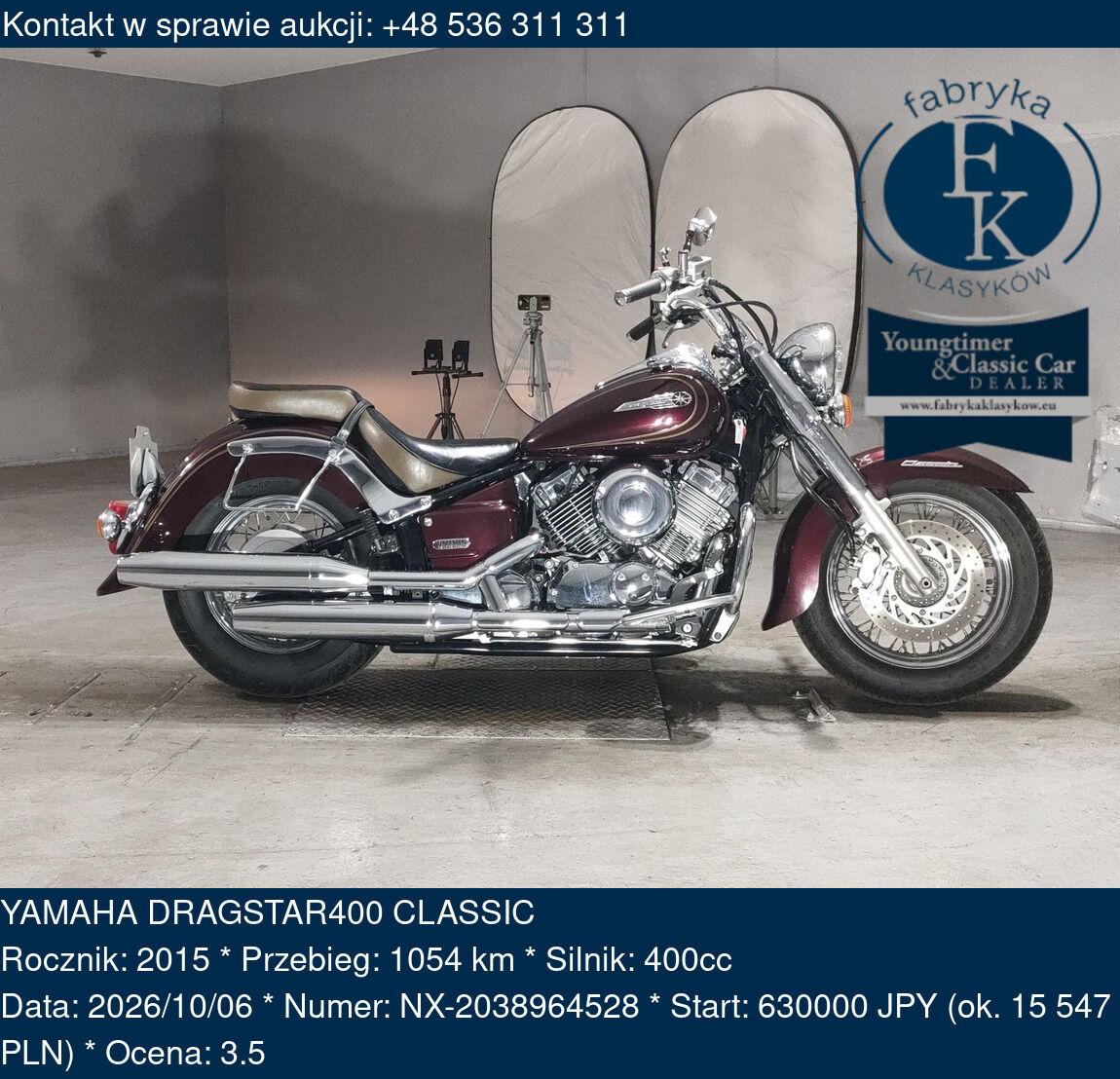YAMAHA DRAGSTAR400 CLASSIC 2015 - zdjęcie 2